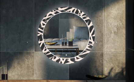 Round Backlit Decorative Mirror LED For The Living Room - Lines