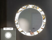 Round Backlit Decorative Mirror LED For The Hallway - Golden Flowers #3