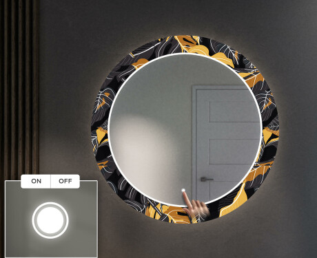 Round Backlit Decorative Mirror LED For The Hallway - Autumn Jungle #3