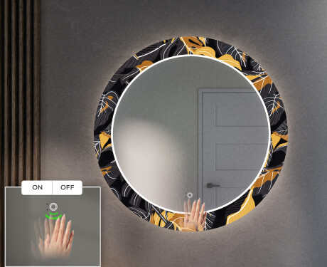 Round Backlit Decorative Mirror LED For The Hallway - Autumn Jungle #4
