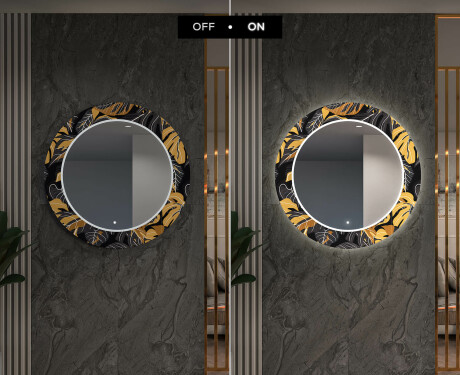 Round Backlit Decorative Mirror LED For The Hallway - Autumn Jungle #6