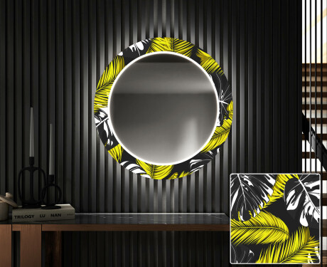 Round Backlit Decorative Mirror LED For The Hallway - Gold Jungle #1