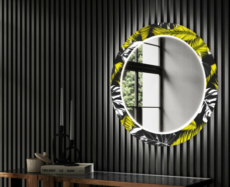 Round Backlit Decorative Mirror LED For The Hallway - Gold Jungle #2