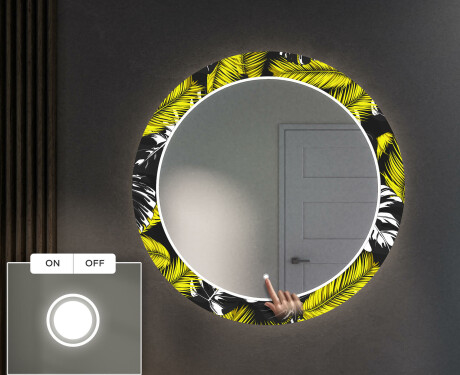 Round Backlit Decorative Mirror LED For The Hallway - Gold Jungle #3