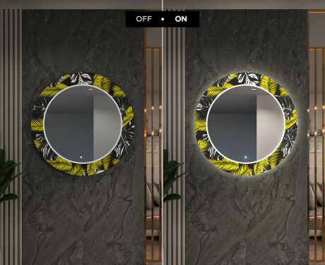 Round Backlit Decorative Mirror LED For The Hallway - Gold Jungle #6