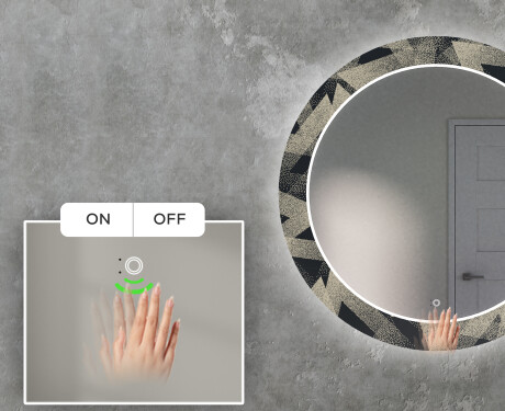 Round Backlit Decorative Mirror LED For The Living Room - Dotted Triangles #4