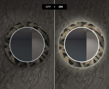 Round Backlit Decorative Mirror LED For The Living Room - Dotted Triangles #6
