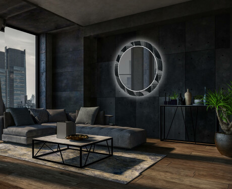 Round Backlit Decorative Mirror LED For The Living Room - Dark Wave #10