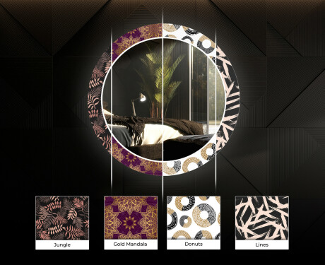 Round Backlit Decorative Mirror LED For The Living Room - Dark Wave #5