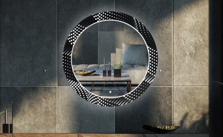 Round Backlit Decorative Mirror LED For The Living Room - Dark Wave