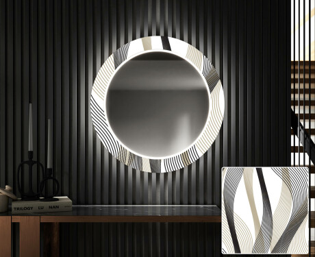 Round Backlit Decorative Mirror LED For The Hallway - Waves