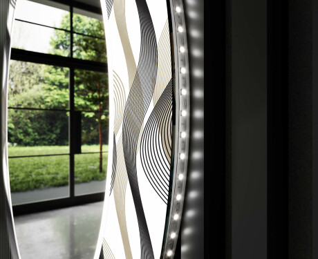 Round Backlit Decorative Mirror LED For The Hallway - Waves #9