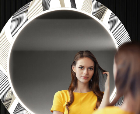 Round Backlit Decorative Mirror LED For The Hallway - Waves #10