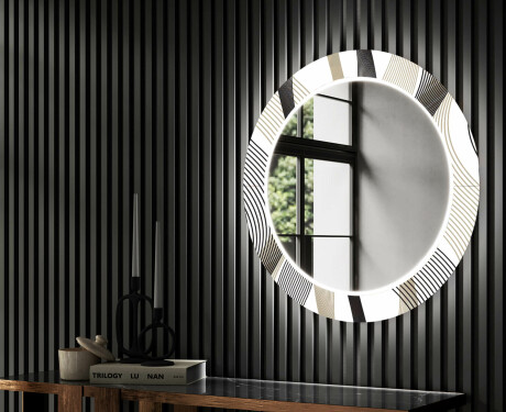 Round Backlit Decorative Mirror LED For The Hallway - Waves #2