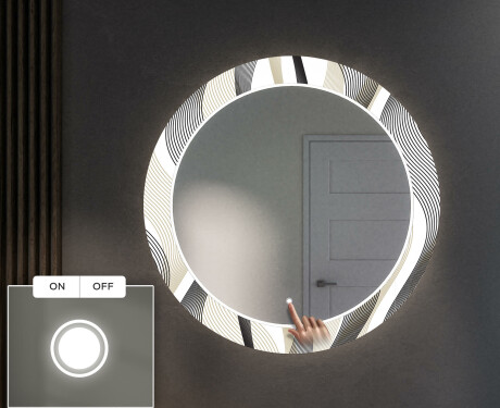 Round Backlit Decorative Mirror LED For The Hallway - Waves #3