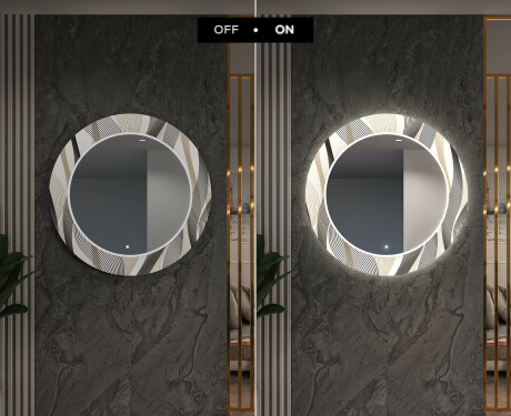 Round Backlit Decorative Mirror LED For The Hallway - Waves #6