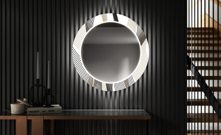 Round Backlit Decorative Mirror LED For The Hallway - Waves