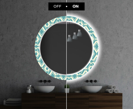 Round Decorative Mirror With LED Lighting For The Bathroom - Abstract Seamless #6