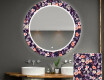 Round Decorative Mirror With LED Lighting For The Bathroom - Elegant Flowers