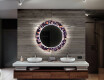 Round Decorative Mirror With LED Lighting For The Bathroom - Elegant Flowers #10