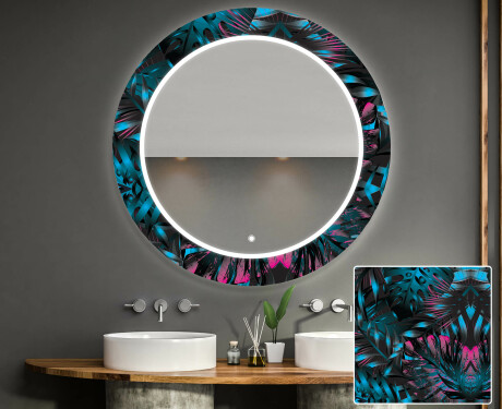 Round Decorative Mirror With LED Lighting For The Bathroom - Fluo Tropic