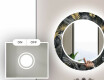 Round Decorative Mirror With LED Lighting For The Bathroom - Goldy Palm #3