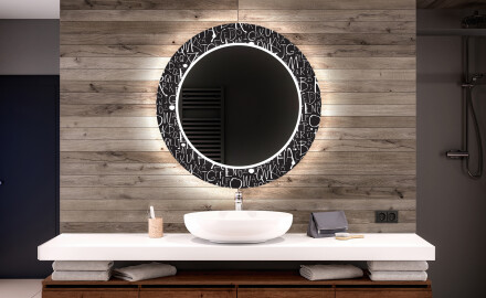 Round Decorative Mirror With LED Lighting For The Bathroom - Gothic
