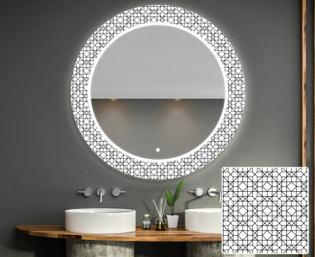 Round Decorative Mirror With LED Lighting For The Bathroom - Industrial