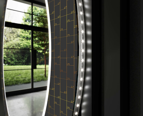 Round Decorative Mirror With LED Lighting For The Bathroom - Microcircuit #9
