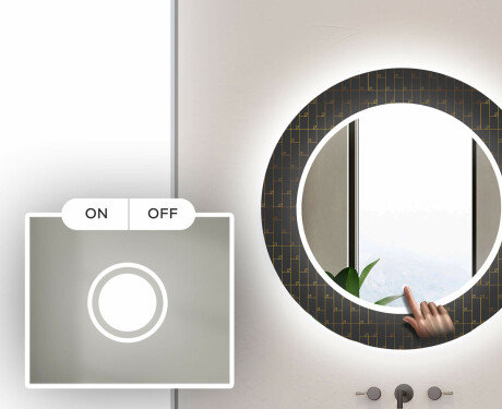 Round Decorative Mirror With LED Lighting For The Bathroom - Microcircuit #3