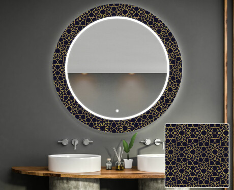Round Decorative Mirror With LED Lighting For The Bathroom - Ornament #1