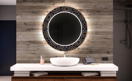 Round Decorative Mirror With LED Lighting For The Bathroom - Ornament