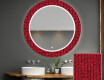 Round Decorative Mirror With LED Lighting For The Bathroom - Red Mosaic #1