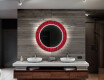 Round Decorative Mirror With LED Lighting For The Bathroom - Red Mosaic #10