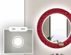 Round Decorative Mirror With LED Lighting For The Bathroom - Red Mosaic #3