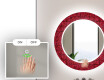 Round Decorative Mirror With LED Lighting For The Bathroom - Red Mosaic #4