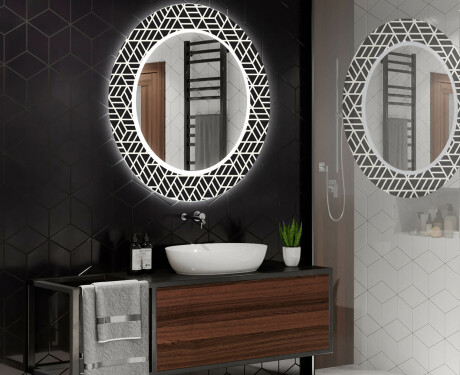 Round Decorative Mirror With LED Lighting For The Bathroom - Triangless #2