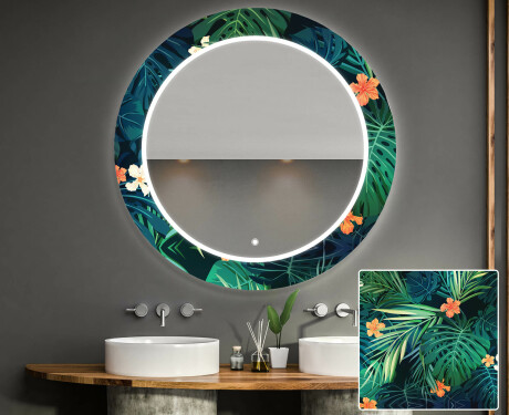 Round Decorative Mirror With LED Lighting For The Bathroom - Tropical