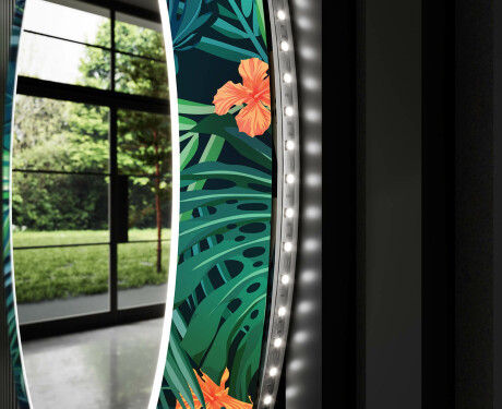 Round Decorative Mirror With LED Lighting For The Bathroom - Tropical #9