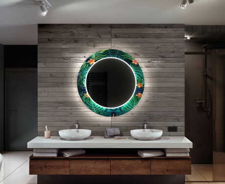 Round Decorative Mirror With LED Lighting For The Bathroom - Tropical #10