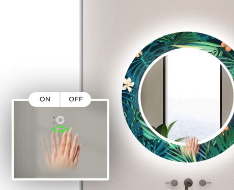 Round Decorative Mirror With LED Lighting For The Bathroom - Tropical #4