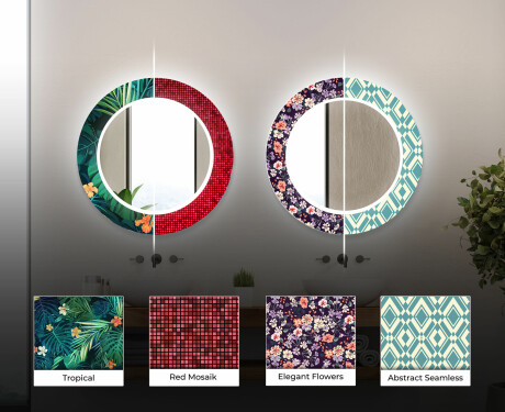 Round Decorative Mirror With LED Lighting For The Bathroom - Tropical #5