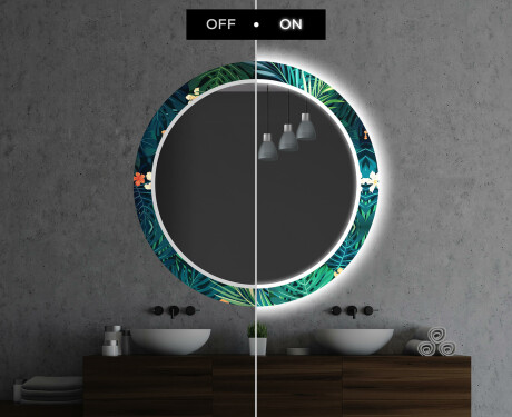 Round Decorative Mirror With LED Lighting For The Bathroom - Tropical #6
