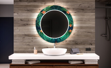 Round Decorative Mirror With LED Lighting For The Bathroom - Tropical