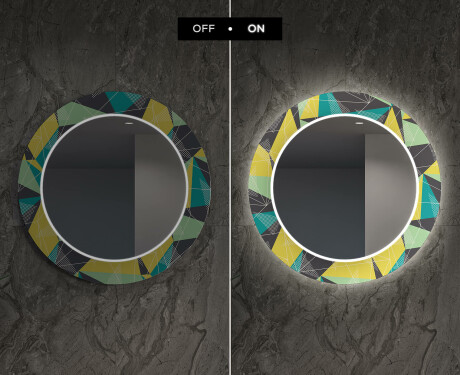 Round Backlit Decorative Mirror LED For The Dining Room - Abstract Geometric #6