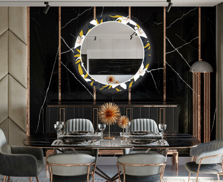 Round Backlit Decorative Mirror LED For The Dining Room - Bells Flowers #10