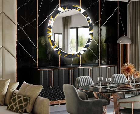 Round Backlit Decorative Mirror LED For The Dining Room - Bells Flowers #2