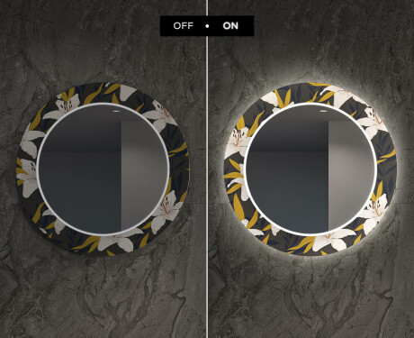 Round Backlit Decorative Mirror LED For The Dining Room - Bells Flowers #6