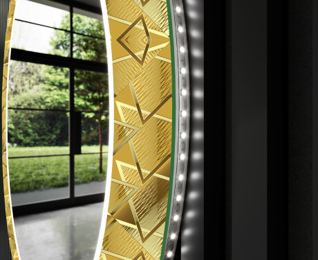 Backlit Decorative Mirror Led For The Hallway - Gold Triangles #9