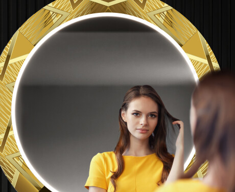 Backlit Decorative Mirror Led For The Hallway - Gold Triangles #10